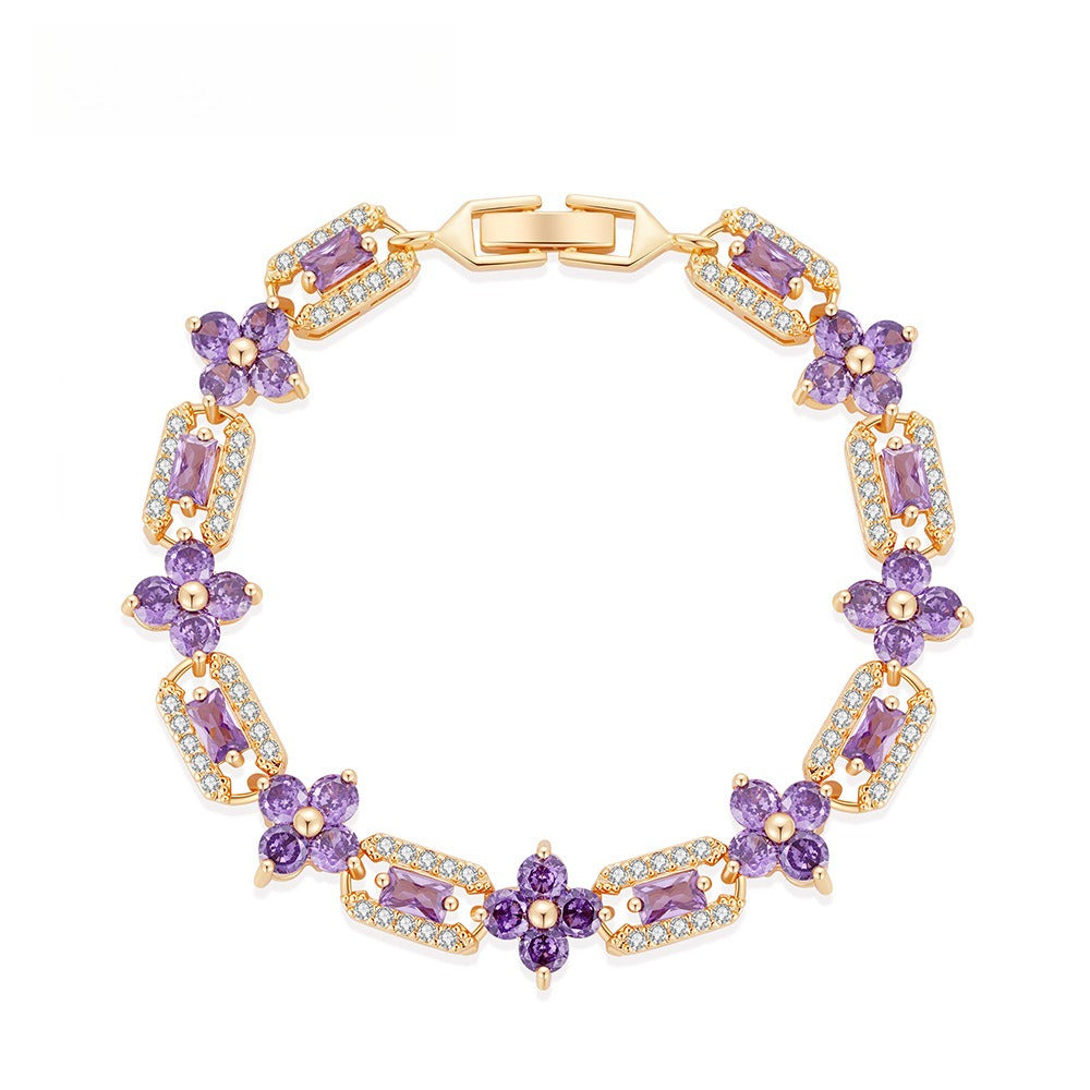 Geometric Circle Zirconia Bracelet – Gold or Silver Tone