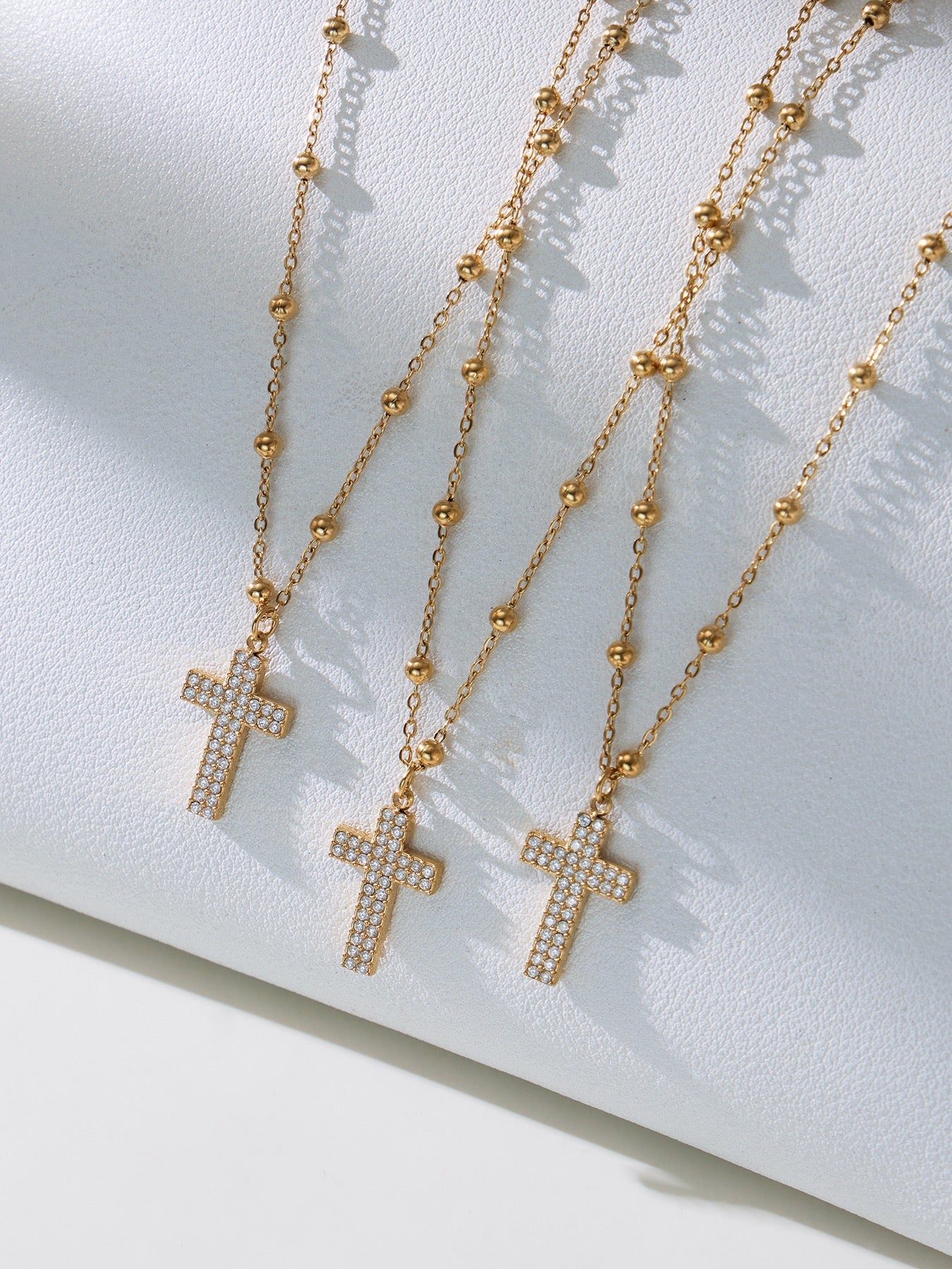 The Gilded Cross Suite - 4-Piece Vintage Necklace, Bracelet, Earrings & Ring Set