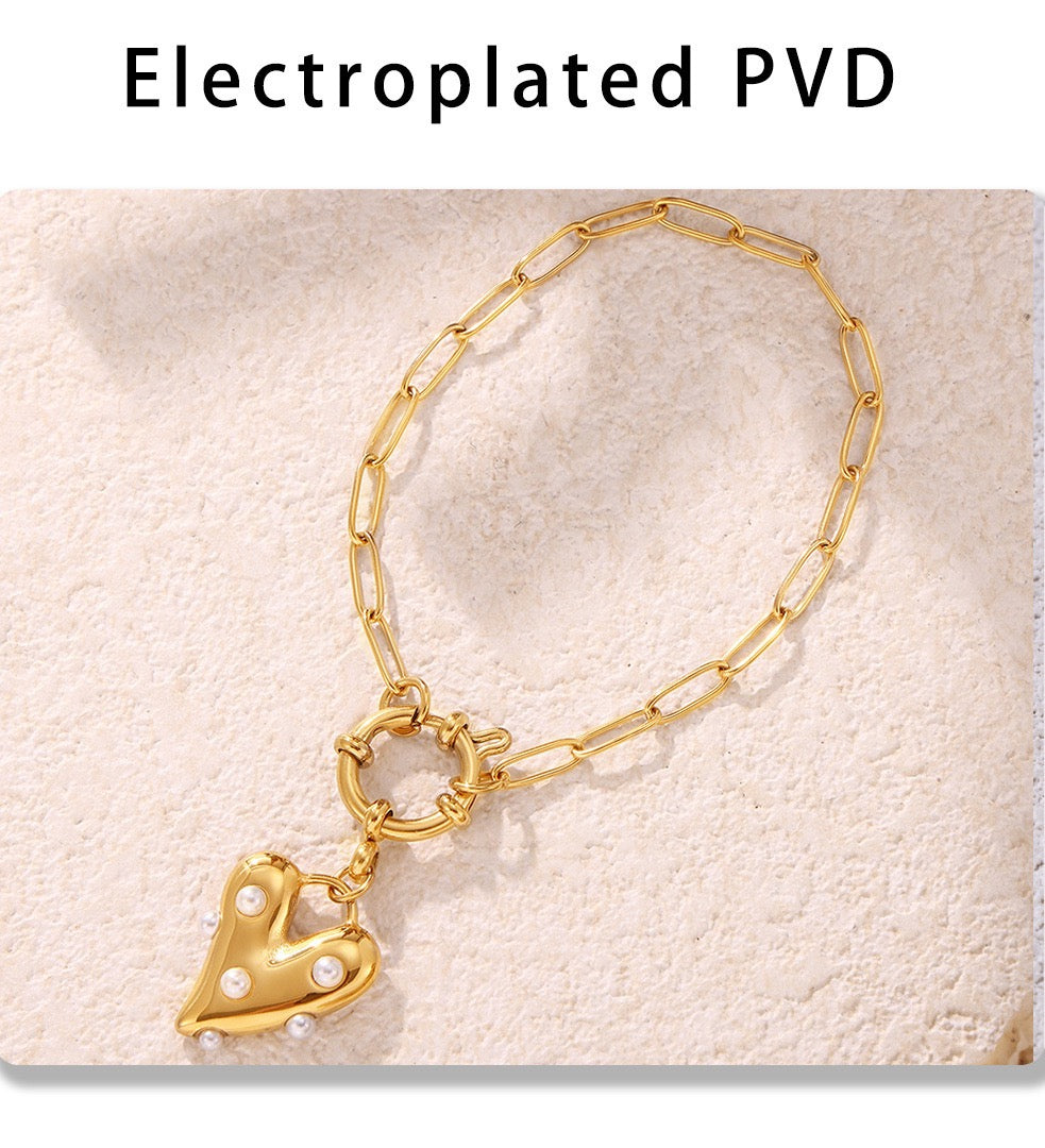 The Gilded Heart Suite - Articulated in Stainless Steel & Cultured Pearl