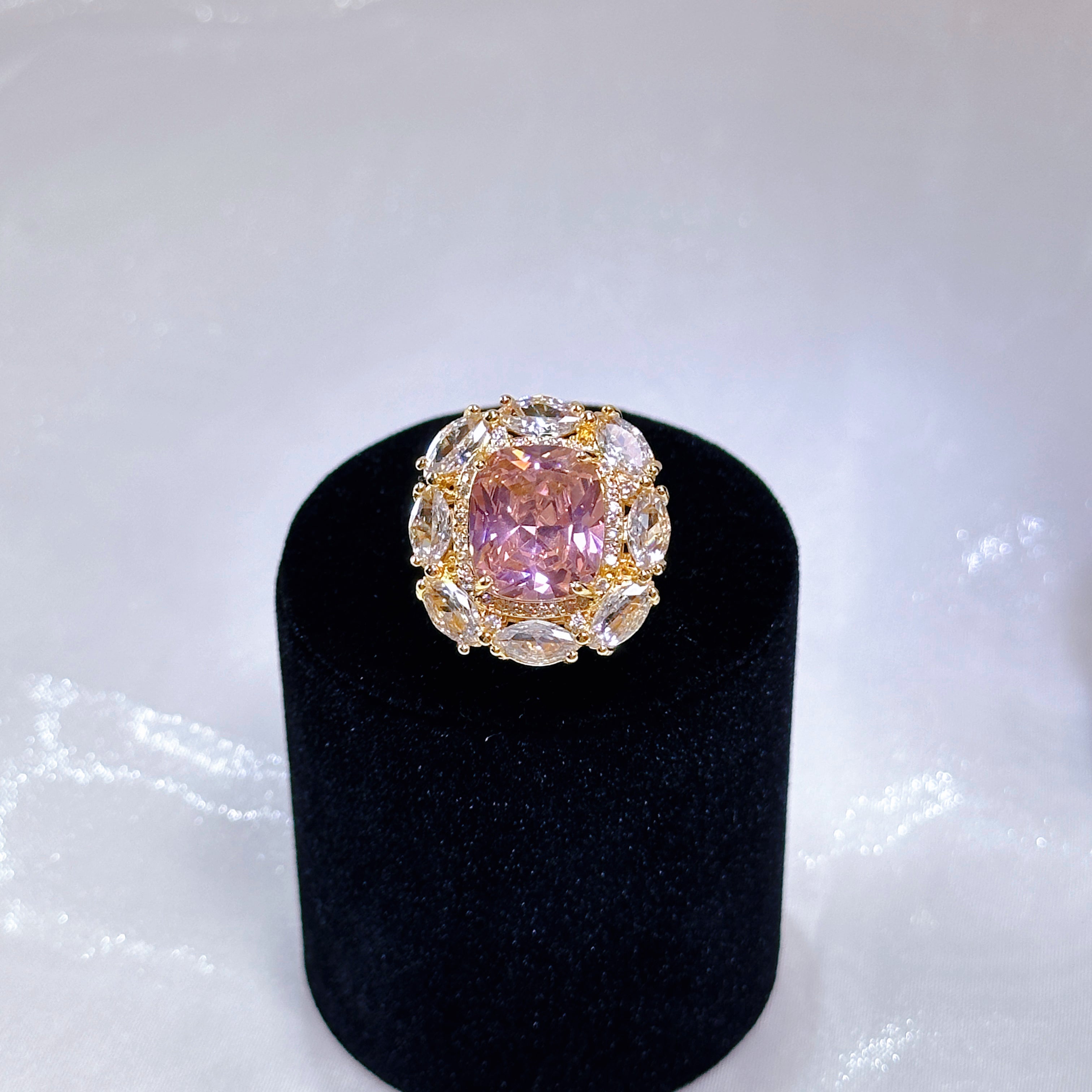 Victorian-Inspired Floral Lace Ring - Adjustable Open Band with CZ & Gem-Cut Detail