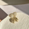 The Champagne Whisper Earrings - Baroque Pearl & Zirconia Décolleté - Pale Luna Jewelry
