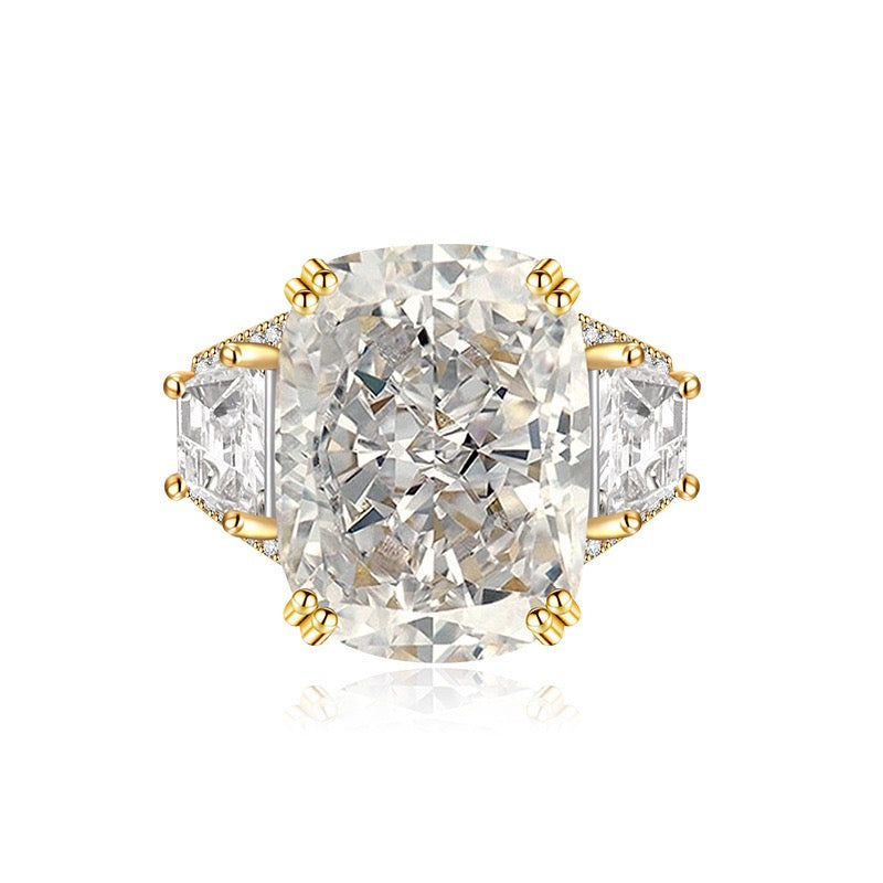 Ice Rectangle Ring – Fat Rectangle Cut High Carbon Diamond Cocktail Ring | 6 Colors Adjustable
