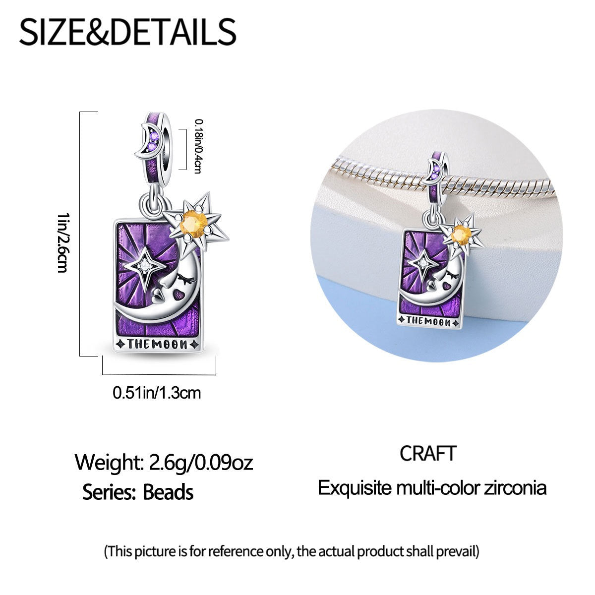 Mystic Tarot Sun & Moon Charm Bracelet – Sterling Silver Plated – Zodiac Energy Jewelry