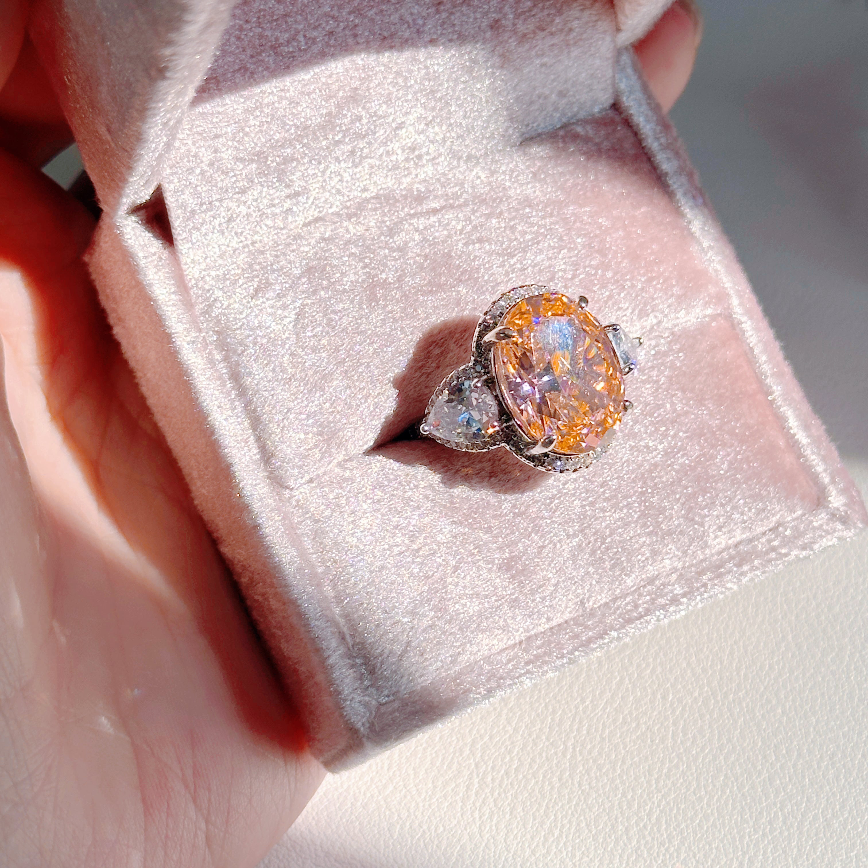 Pavé Palace Cocktail Ring – Oversized Padparadscha-Style Zirconia