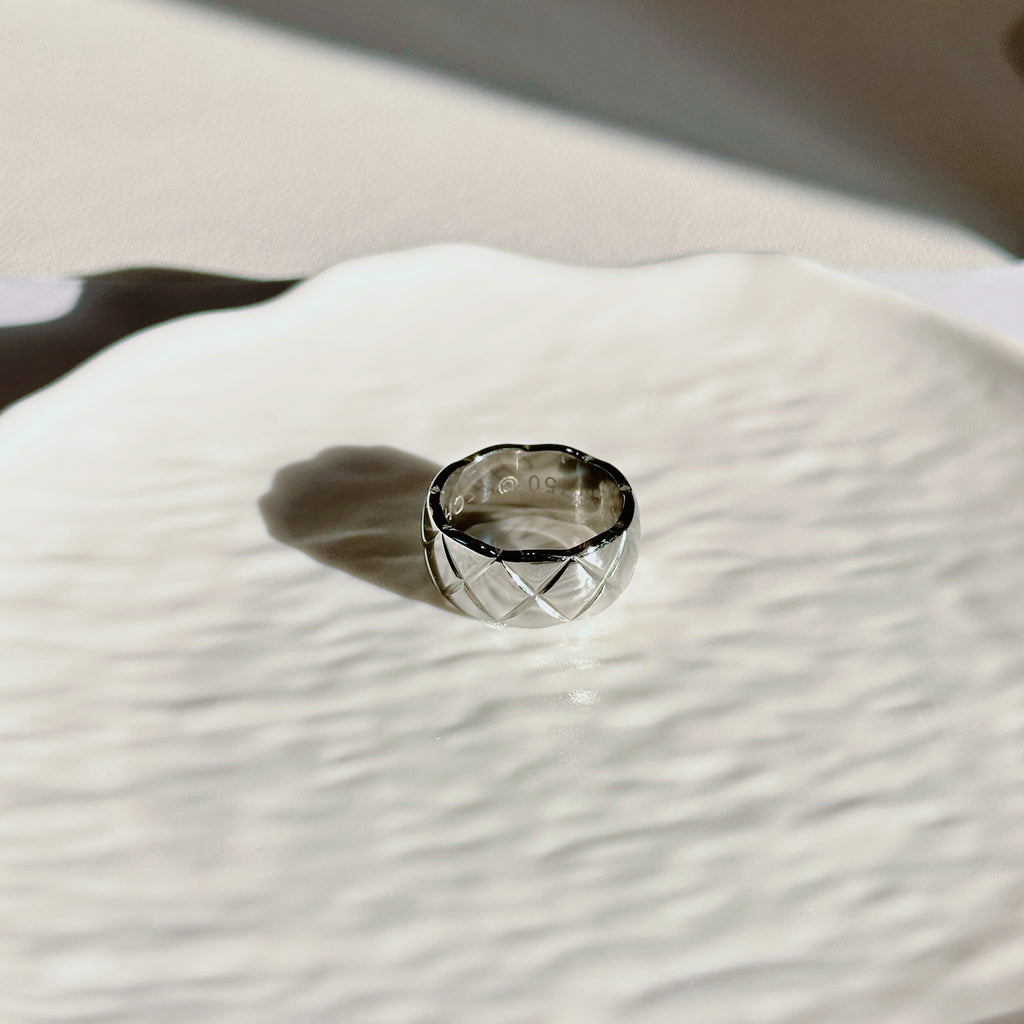 The Mesh Band Ring - Titanium Steel Woven Texture, Stackable - Pale Luna Jewelry