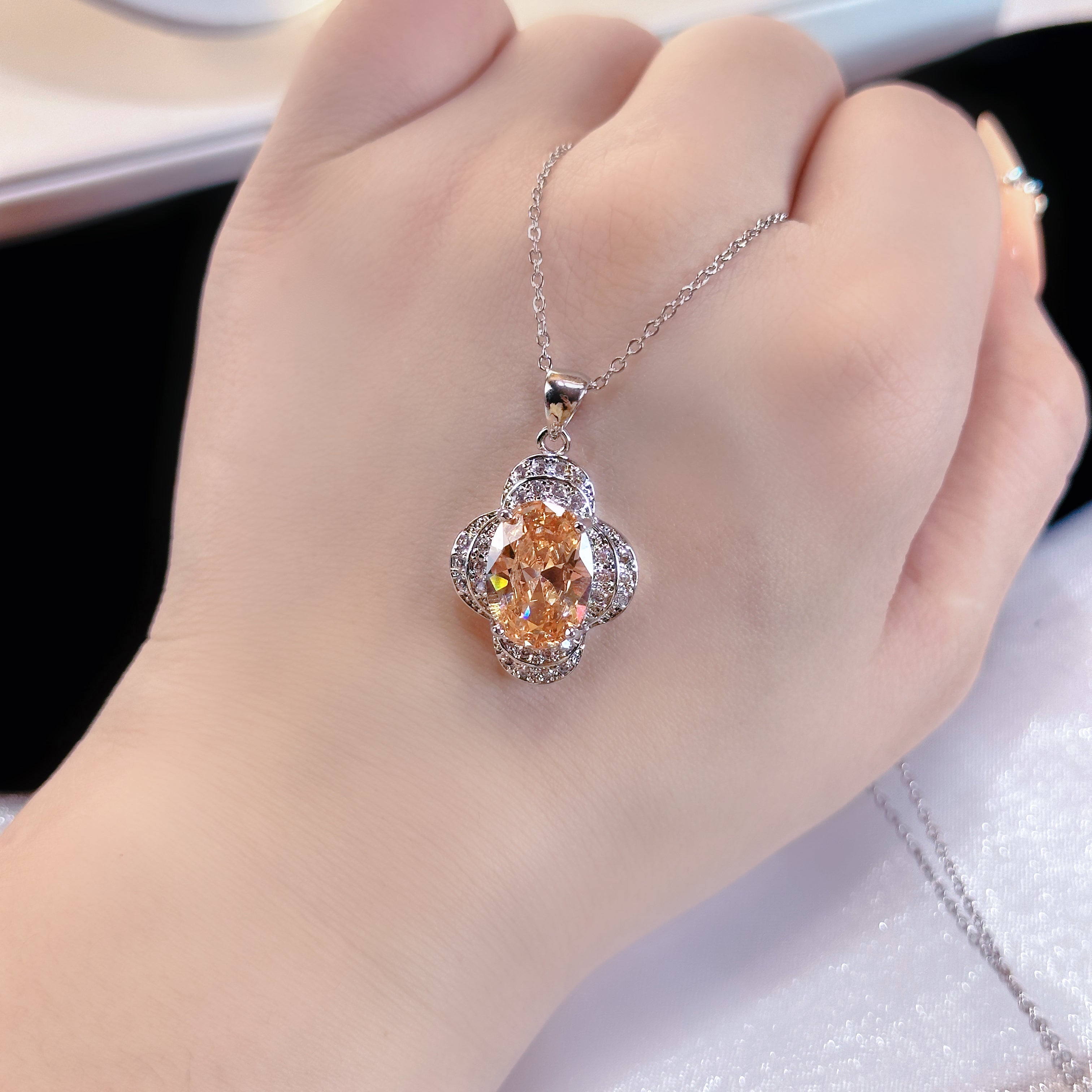 Pale Luna Lumina Trio: Everlasting Zircon Necklace, Ring & Earring Set