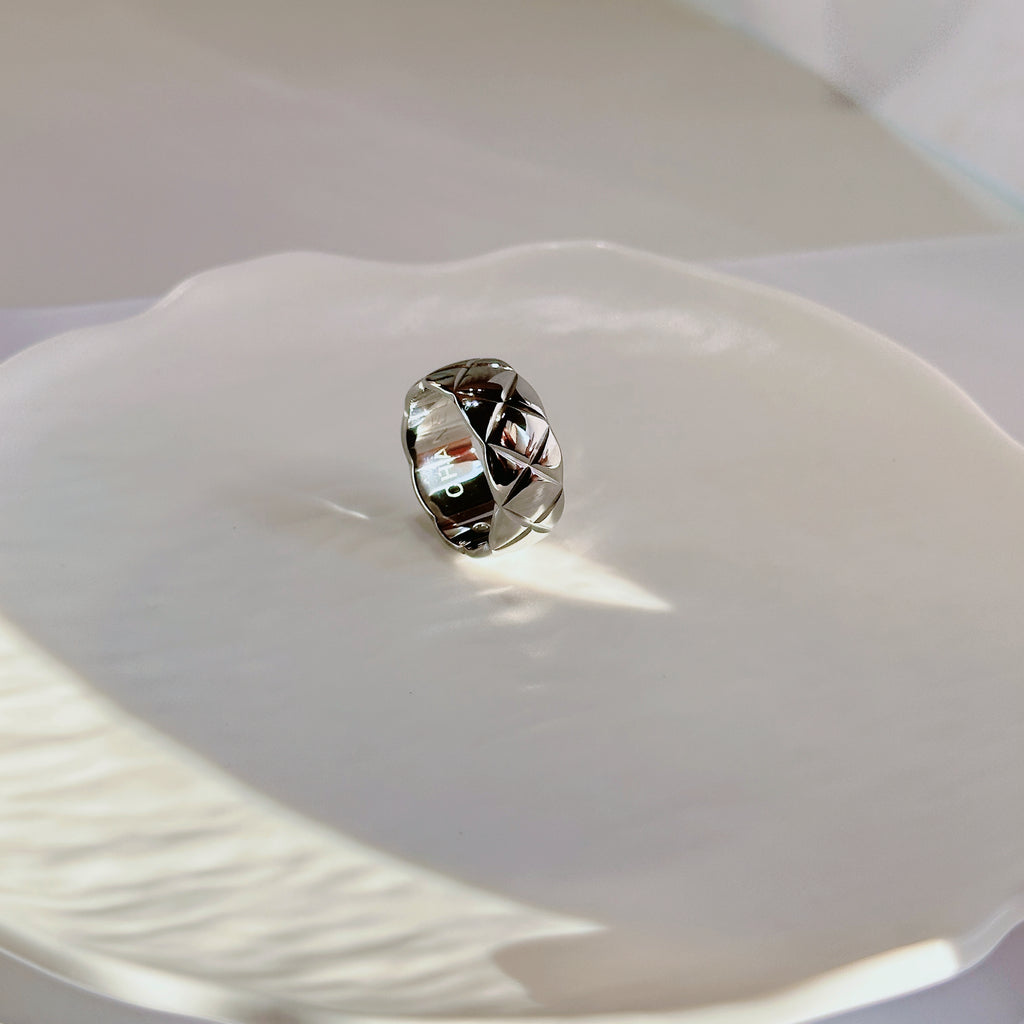 The Mesh Band Ring - Titanium Steel Woven Texture, Stackable - Pale Luna Jewelry