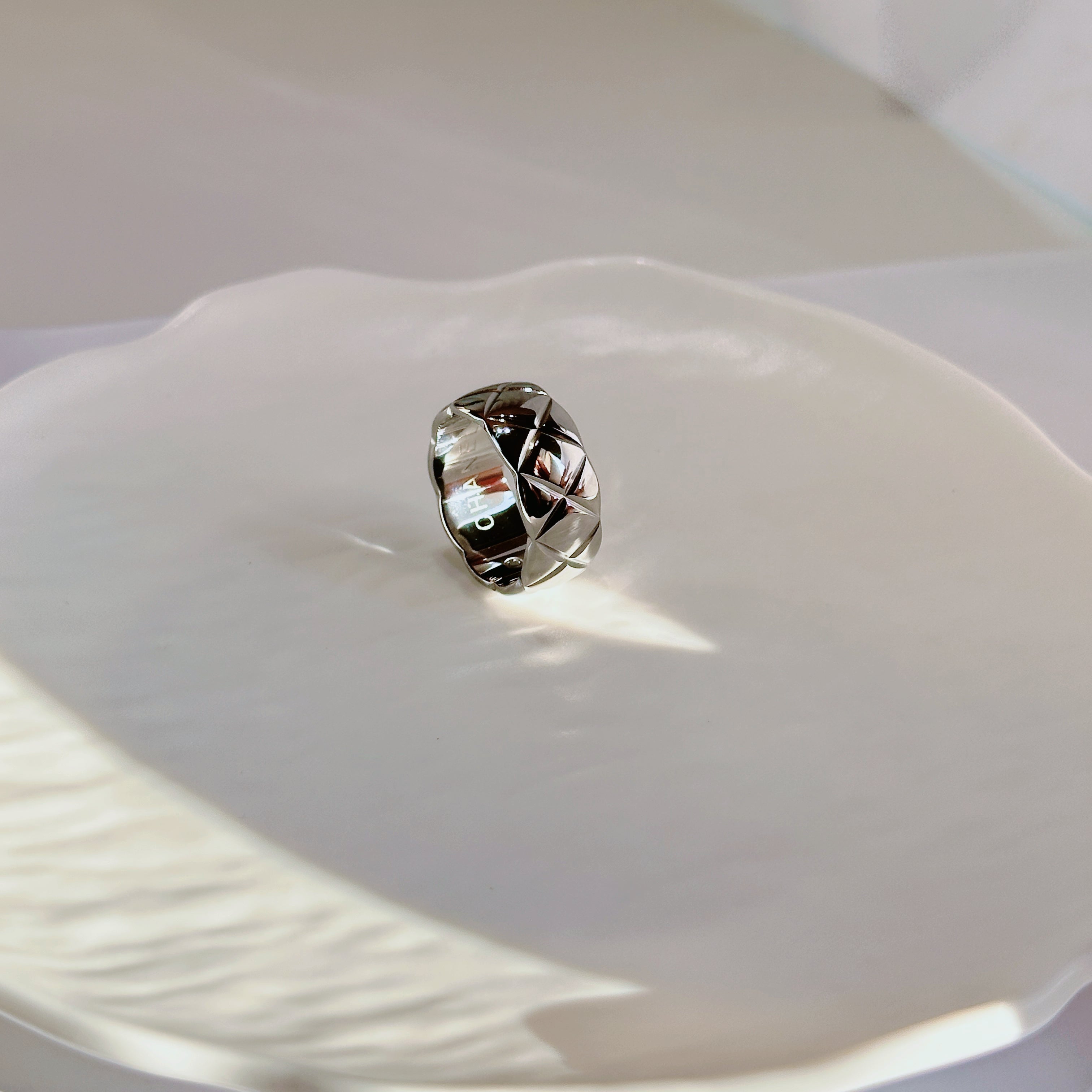 The Mesh Band Ring - Titanium Steel Woven Texture, Stackable - Pale Luna Jewelry