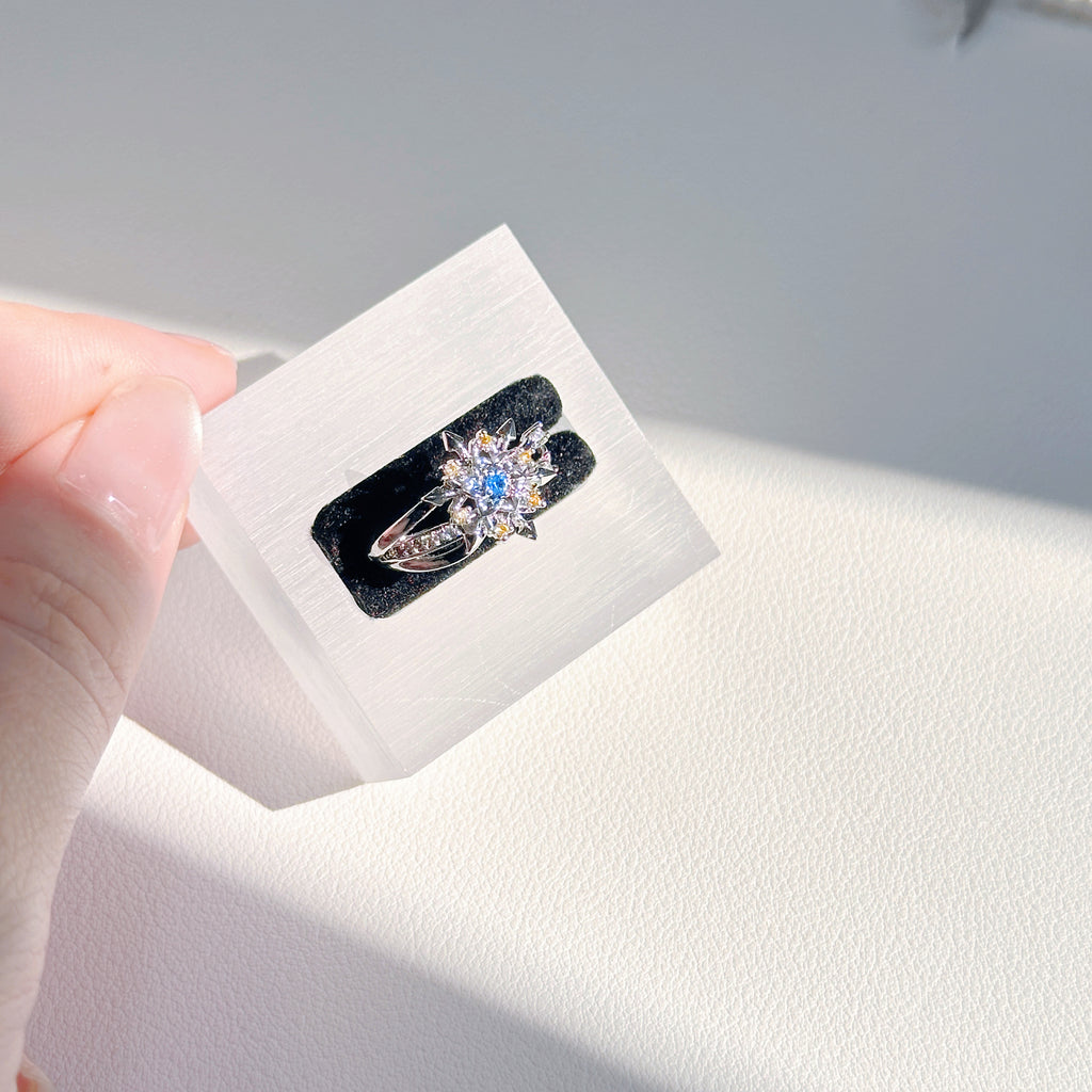 Love and Deep Space Snowflake Ring – Open Band Ring Inspired by Li She