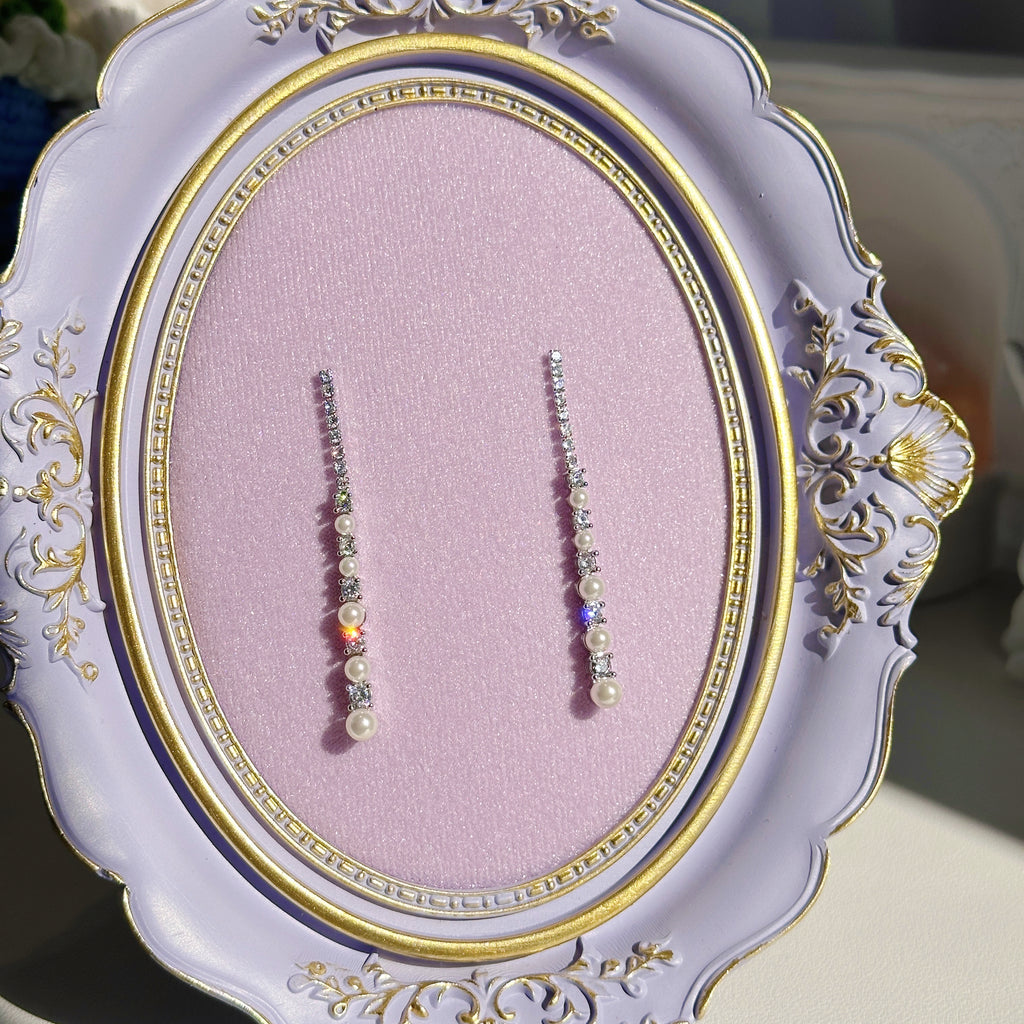Elegant Pearl & Diamond-Style Drop Earrings | Timeless & Chic Design