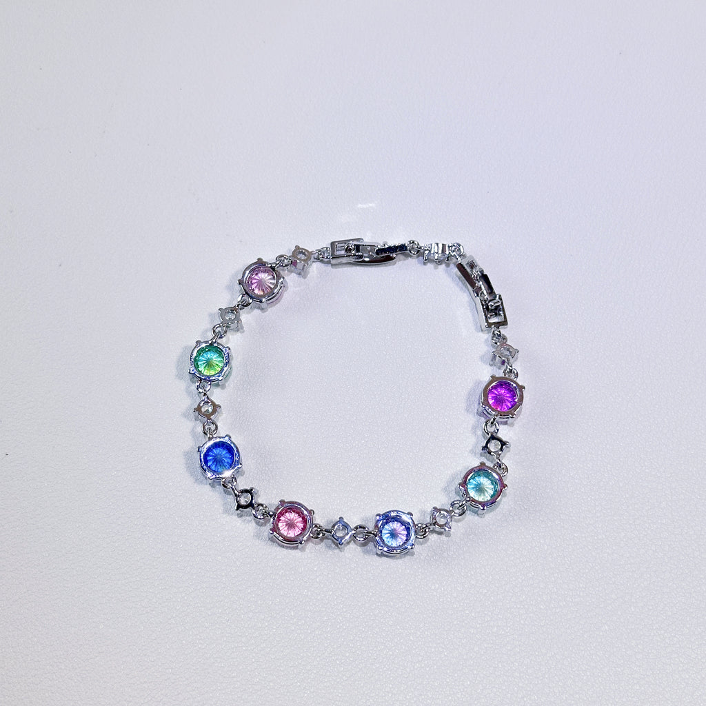 4 Single Color & Rainbow Firework Sparkle Tungsten Carbide Zirconia Tennis Bracelet