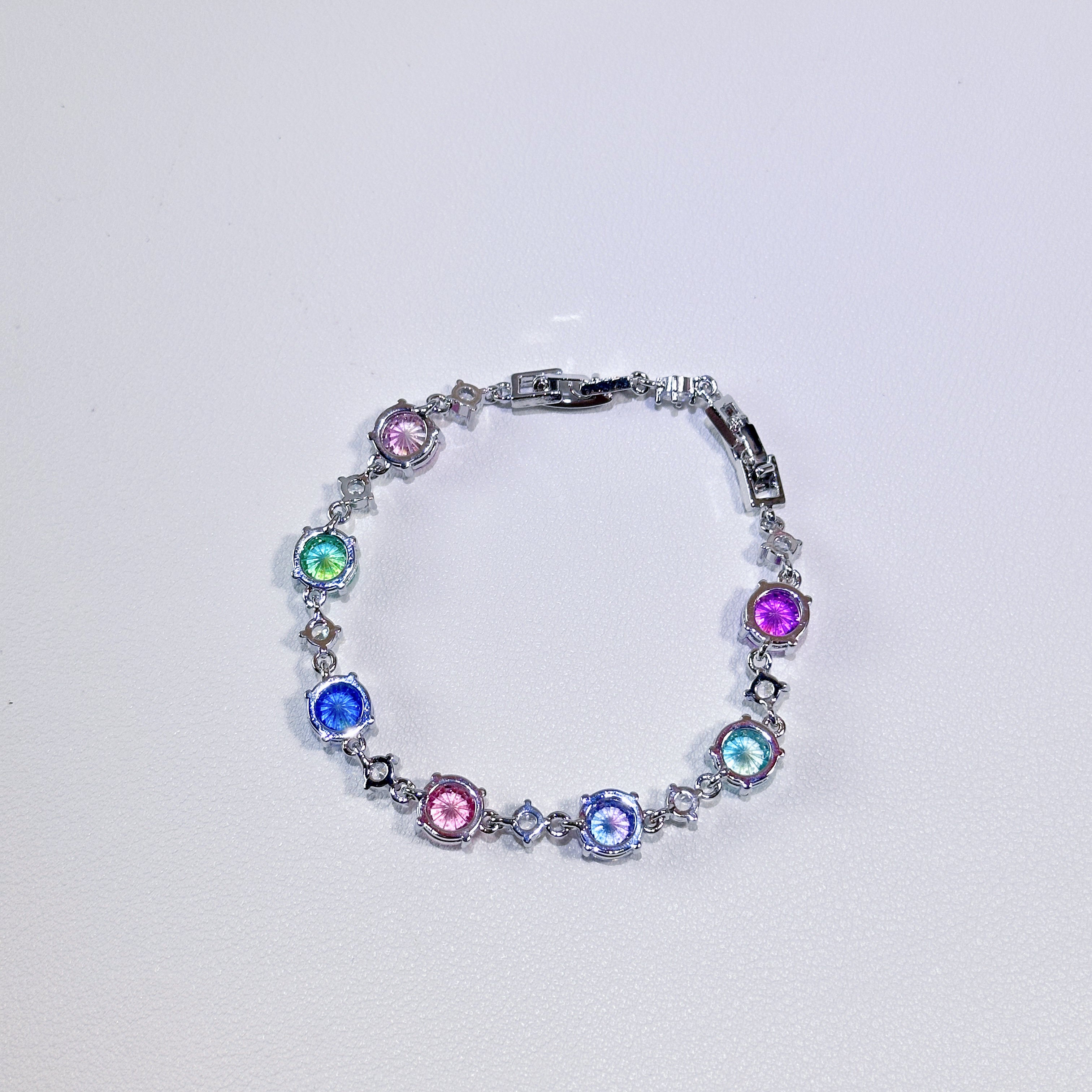 4 Single Color & Rainbow Firework Sparkle Tungsten Carbide Zirconia Tennis Bracelet