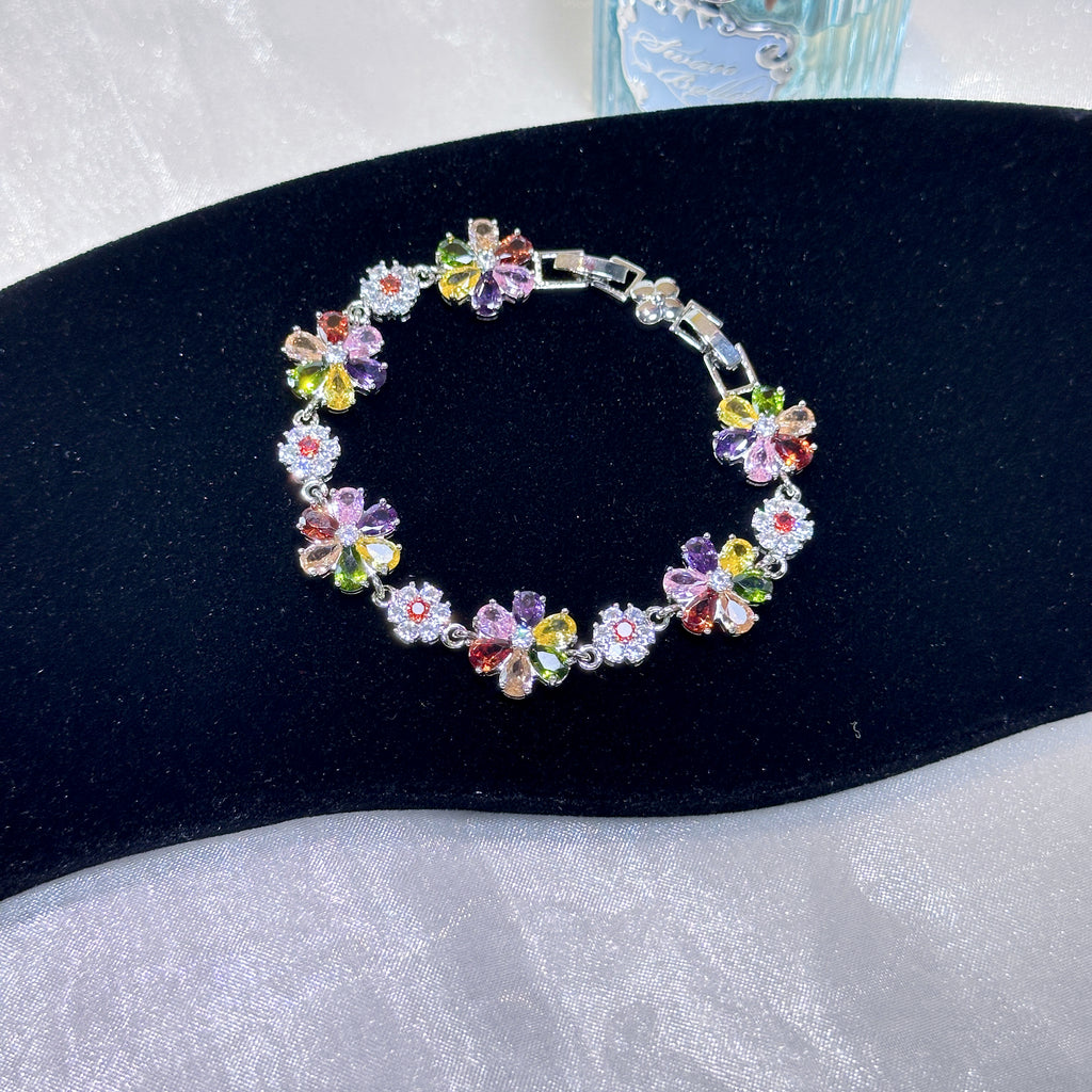 pring Garden Bracelet - Colorful Floral Charm Bracelet with Gemstones | Light Luxury Jewelry for Women