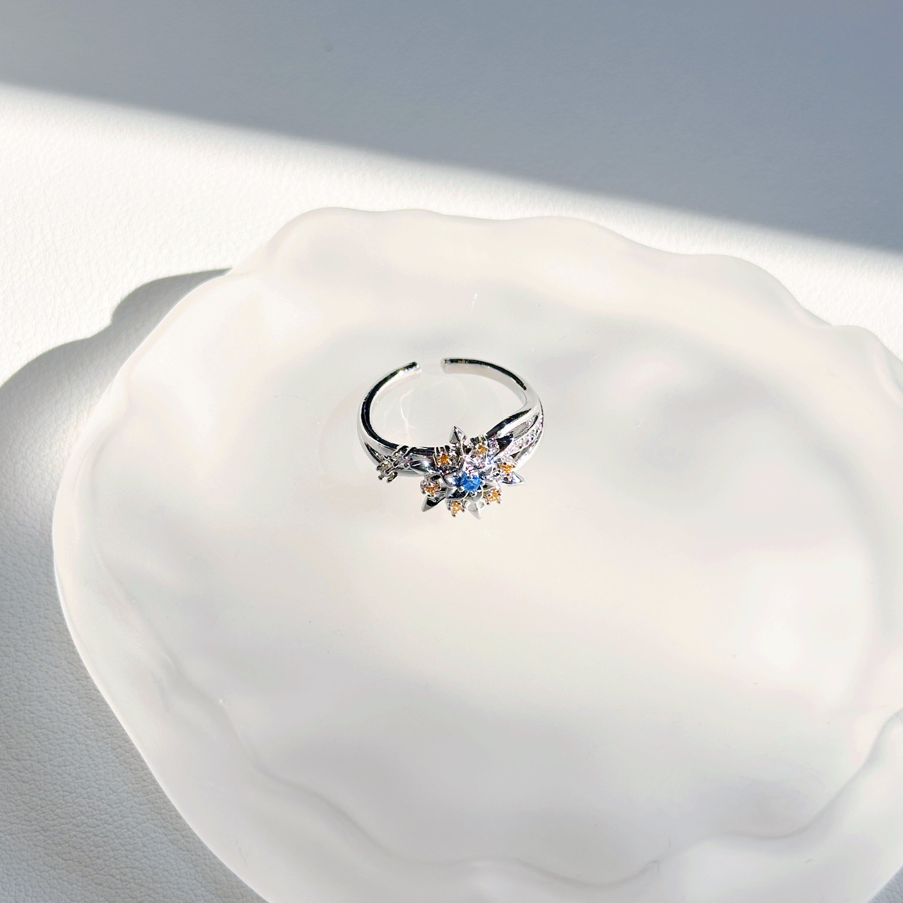 Love and Deep Space Snowflake Ring – Open Band Ring Inspired by Li She