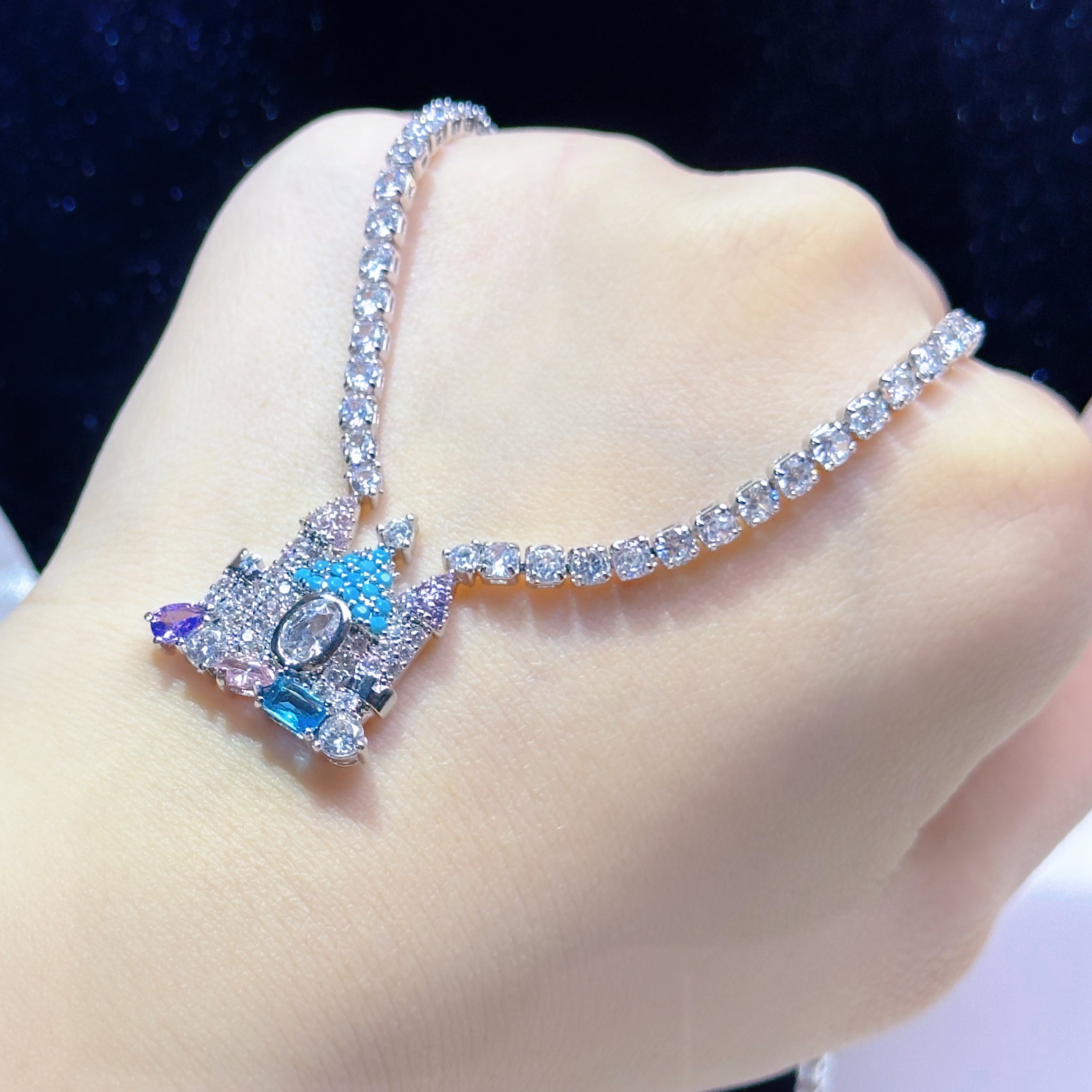 Gothic Castle Jewelry Set - Necklace & Earrings - Micro-Pavé Zirconia Architectural Design