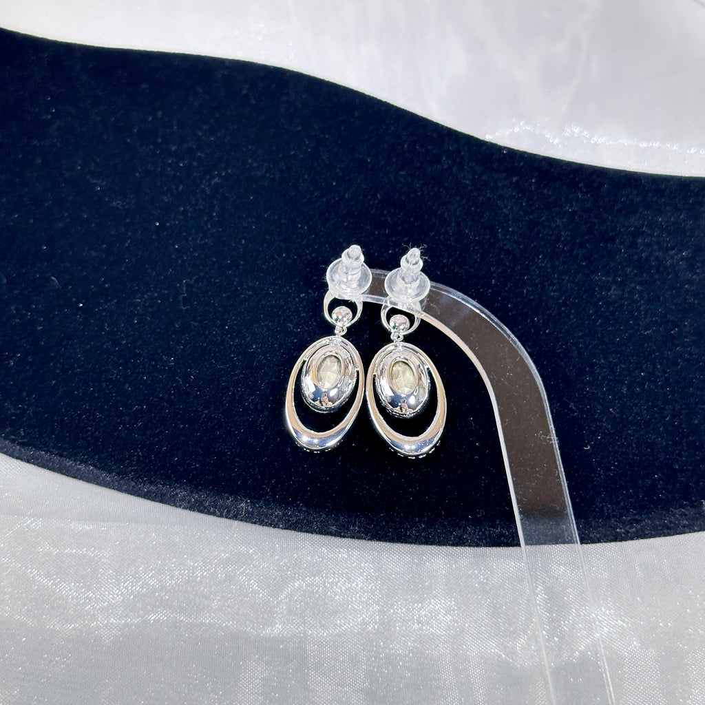 Oval Micro-Pavé Zirconia & Crystal Stud Earrings - Gold Plated Minimalist Luxury