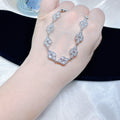Lucky Four-Leaf Bracelet – White & Purple Zirconia Clover Charm | Stackable Everyday Jewelry