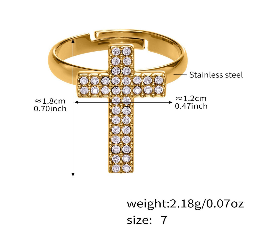 The Gilded Cross Suite - 4-Piece Vintage Necklace, Bracelet, Earrings & Ring Set