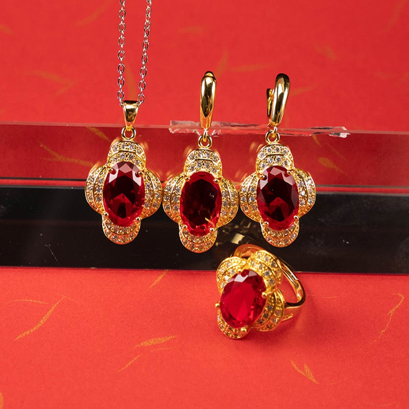 Pale Luna Lumina Trio: Everlasting Zircon Necklace, Ring & Earring Set