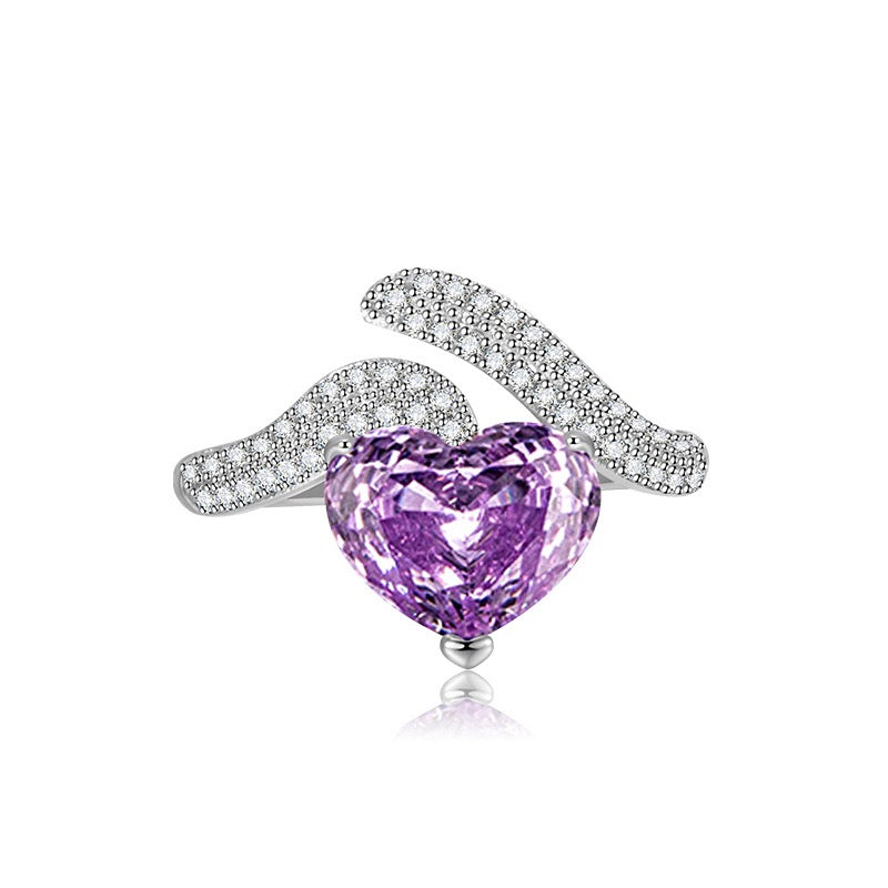 Love Heart Ring – Ice-Cut High Carbon Diamond Heart Ring | 8 Colors Adjustable