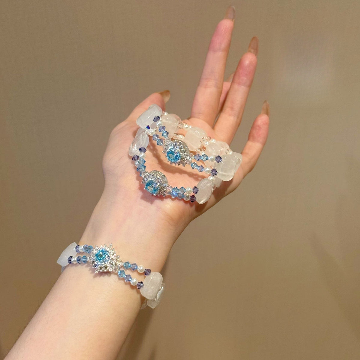 Original Design Natural Crystal Snowflake Ghost K9 Huazi Snowflake Magic Box Accessories Premium Sense Flash Versatile Bracelet