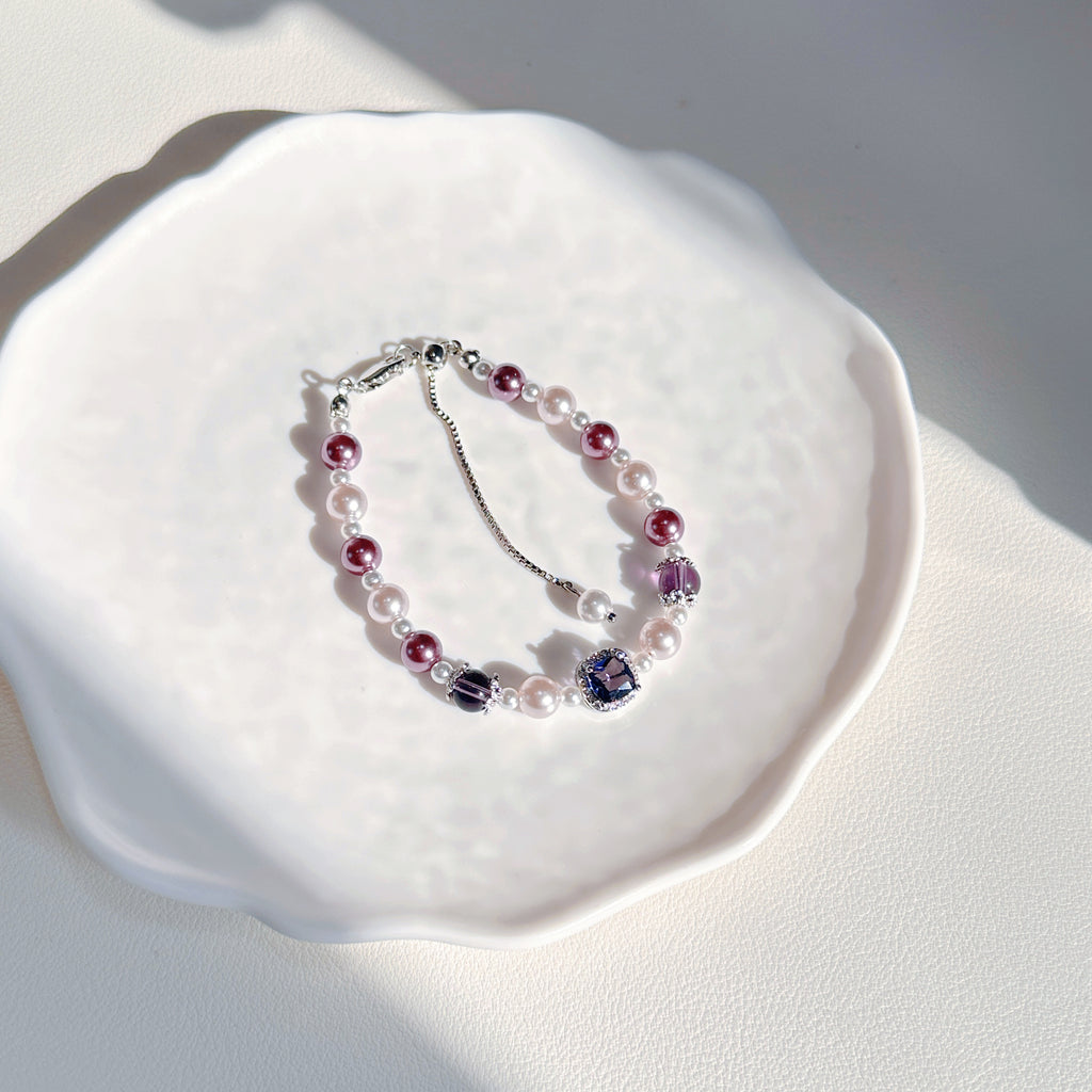 Misty Rose Duo – Purple Crystal Necklace & Bracelet Set | Elegant Swarovski-style Jewelry