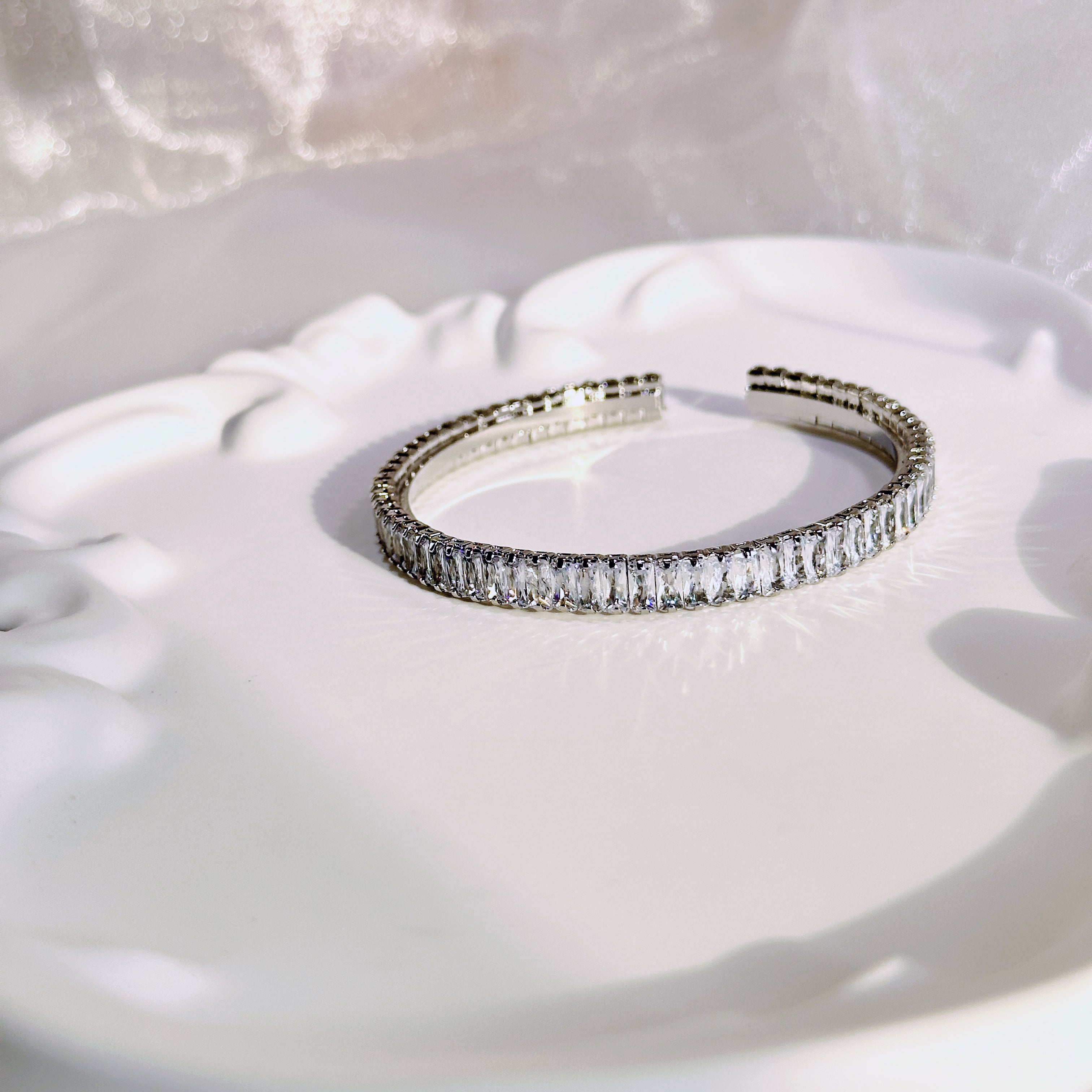 Petite Silver Cuff, Adjustable Ring & Stud Earrings with Channel-Set Zirconia