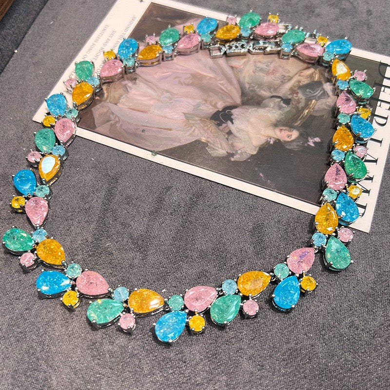 Sculptural Floral Jewelry Suite - Statement Necklace, Bracelet & Earrings in Blush or Confetti