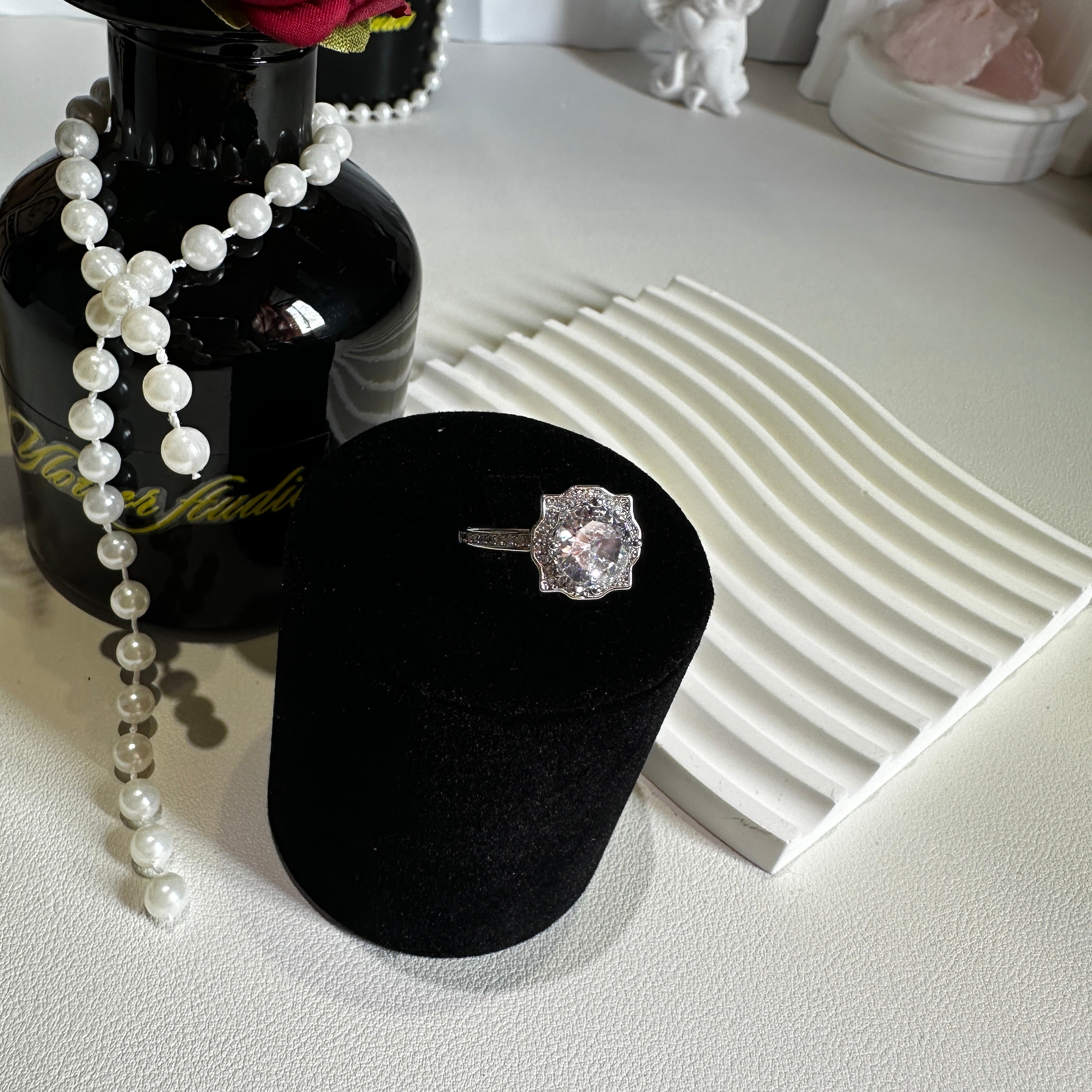 2 Carat CZ Flower Ring - Petal Design Open Adjustable Ring for Women - Pale Luna Jewelry