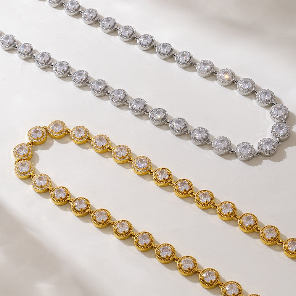 The Linear Light Set - Diamond-Cut Necklace & Bracelet in Gold or Steel