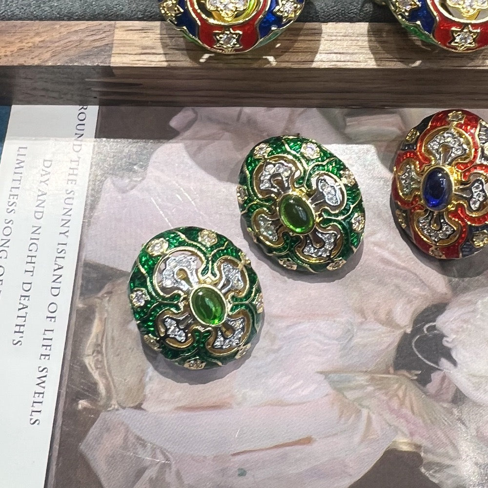 Pale Luna Patina Heirloom: Italian Brushstroke Ring & Stud Set