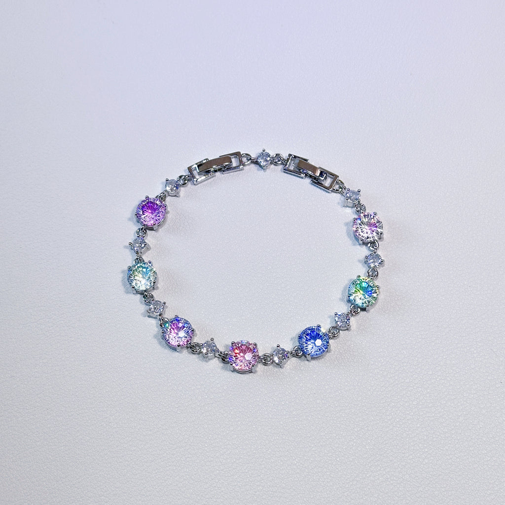 4 Single Color & Rainbow Firework Sparkle Tungsten Carbide Zirconia Tennis Bracelet