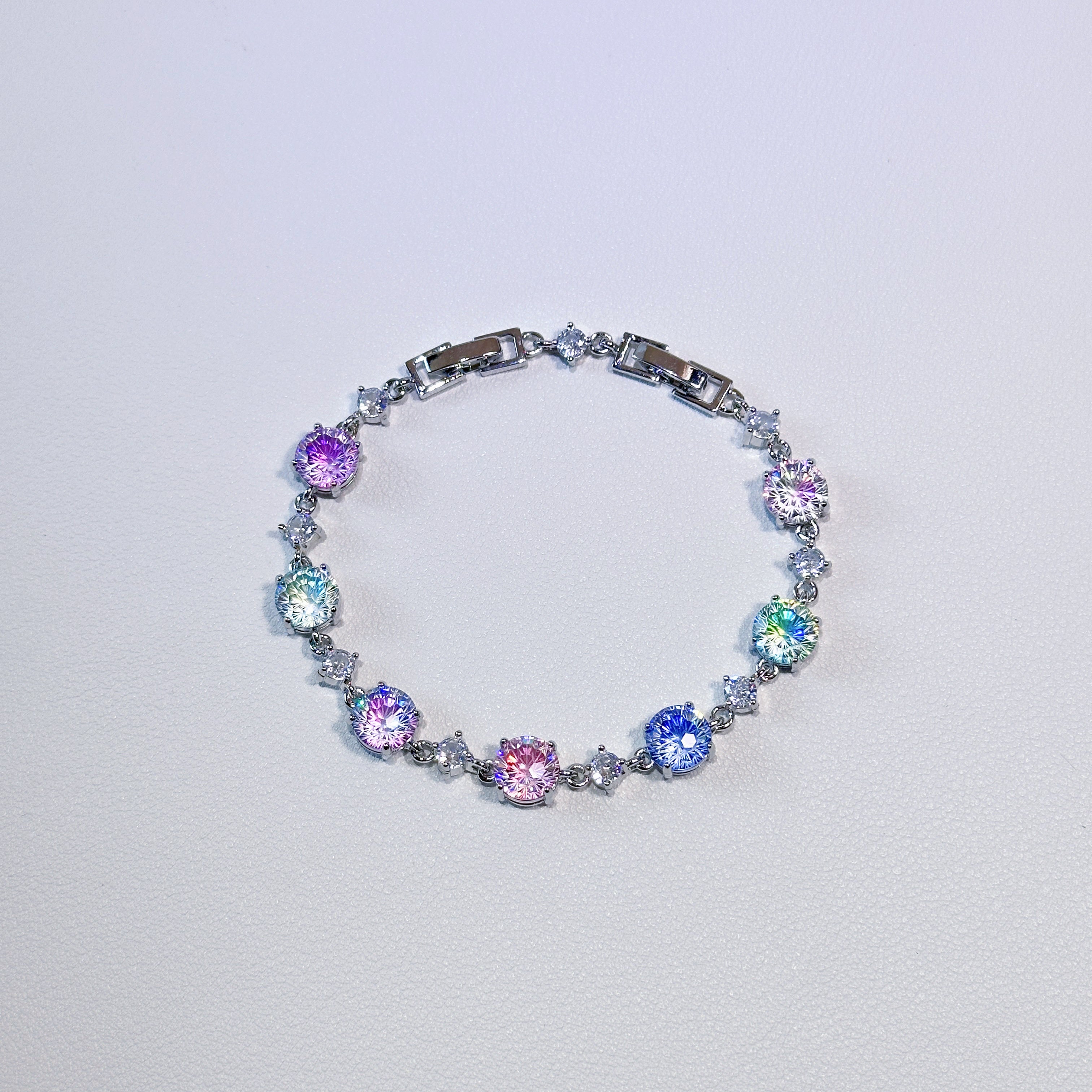 4 Single Color & Rainbow Firework Sparkle Tungsten Carbide Zirconia Tennis Bracelet