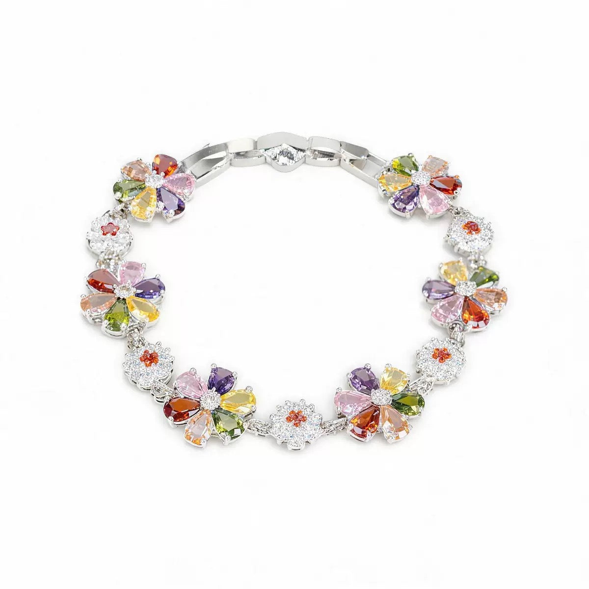 pring Garden Bracelet - Colorful Floral Charm Bracelet with Gemstones | Light Luxury Jewelry for Women