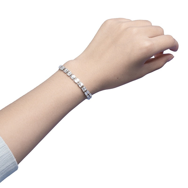 Double Layer Diamond Necklace Bracelet Earrings Set | Sapphire Ruby Emerald White Gemstone Jewelry Trio