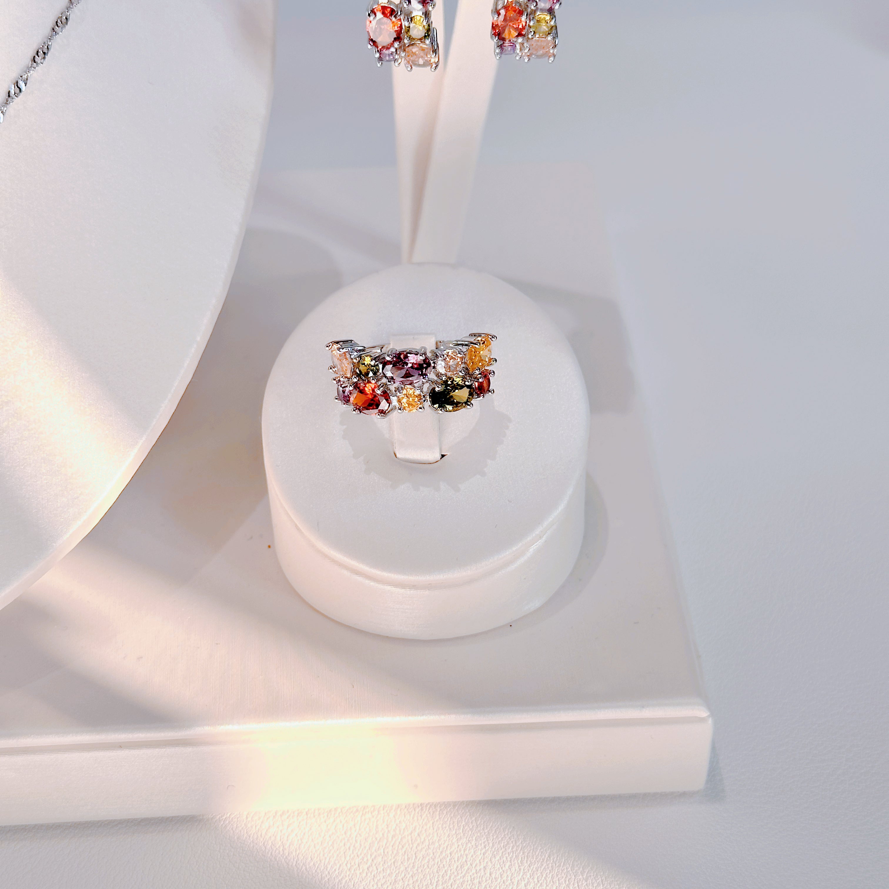 Everyday Silver Jewelry Set - Minimalist Necklace, Earrings & Ring Trio | Modern Simple Style