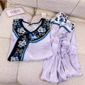 Qing Dynasty Princess Pajama Set – Vintage Court Floral Jacquard, Long-Sleeve