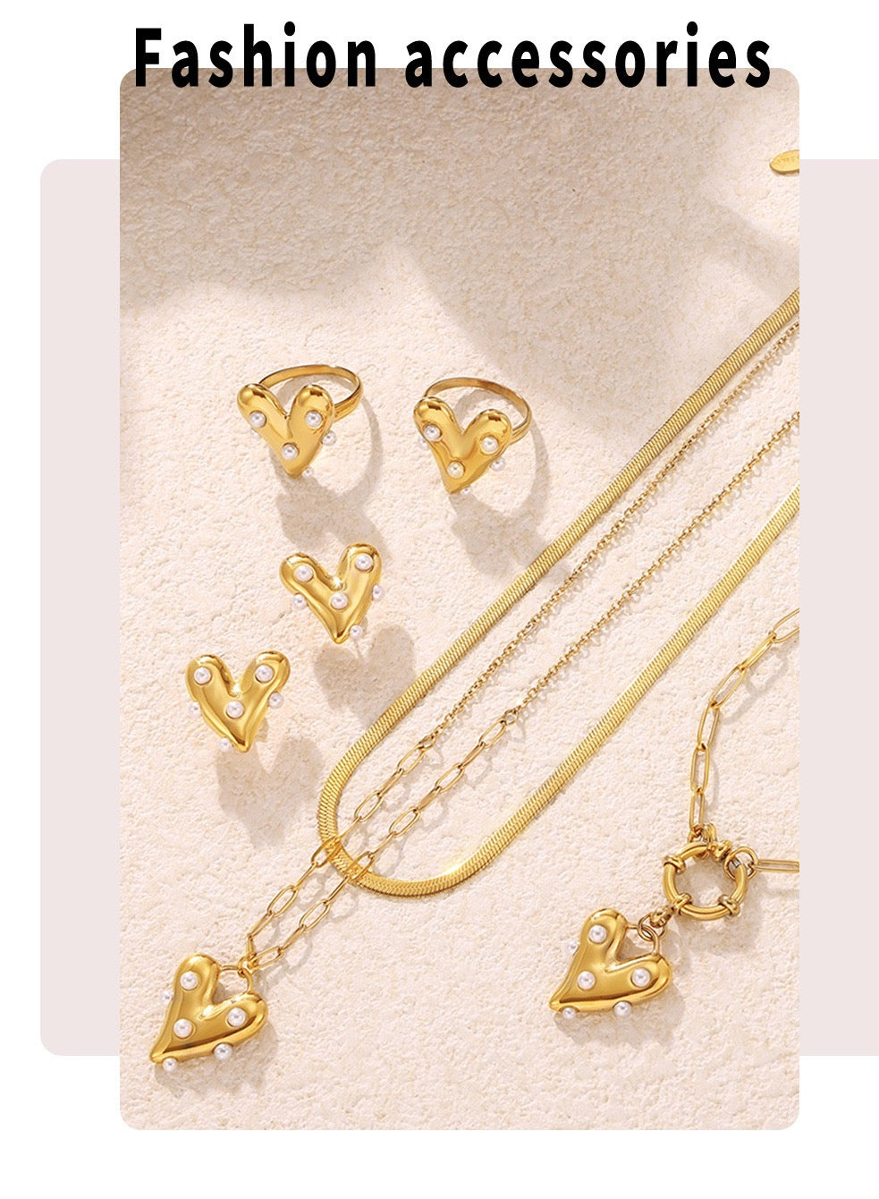 The Gilded Heart Suite - Articulated in Stainless Steel & Cultured Pearl
