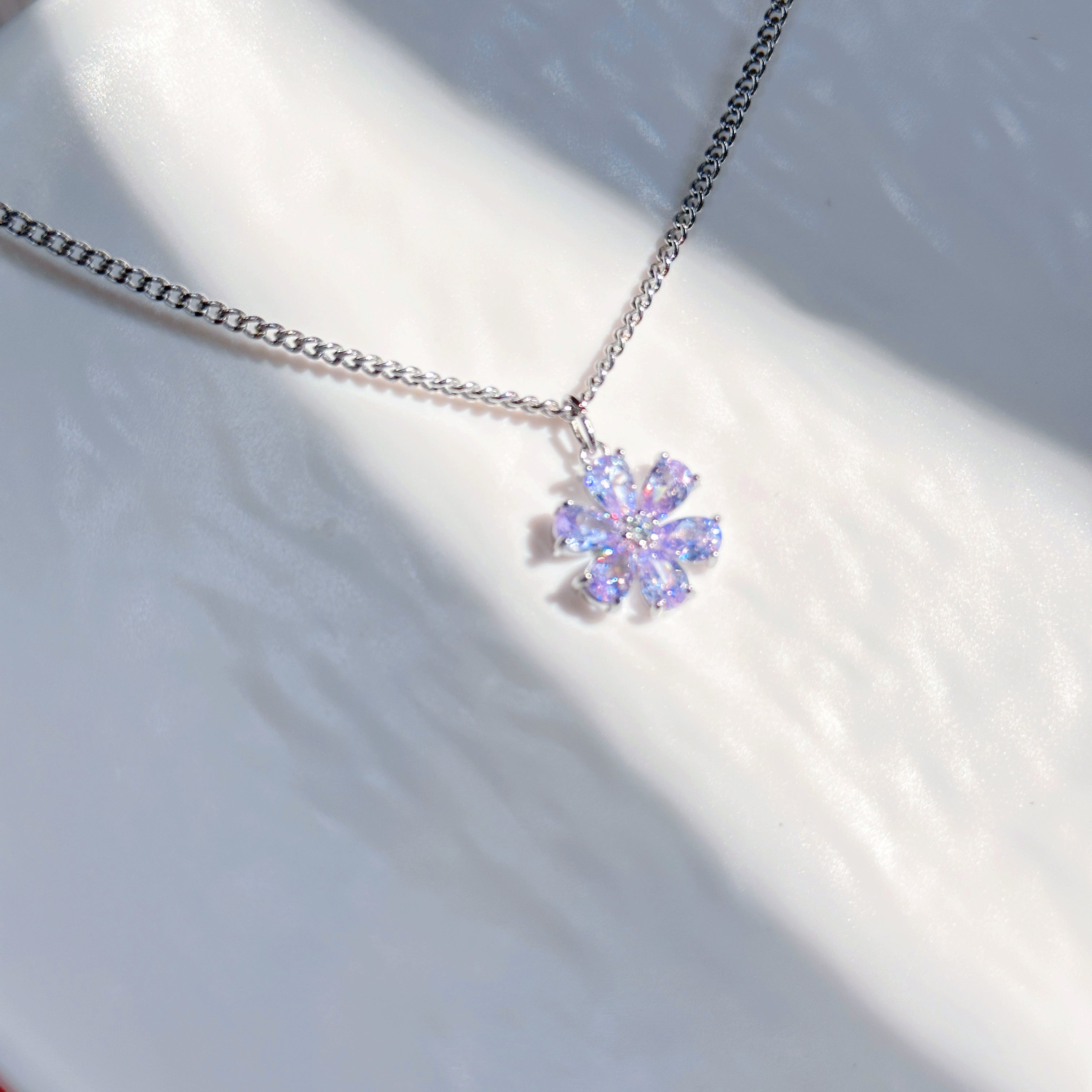 Starbloom Duo – Shen Xinghui Aster Flower Ring & Purple Lilac Necklace | Celestial Jewelry Set
