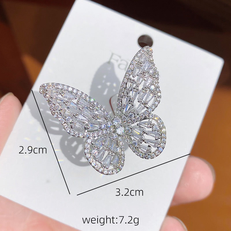 Multi-Color Butterfly Ring - 12 CZ Stone Color Options, Open Band Design