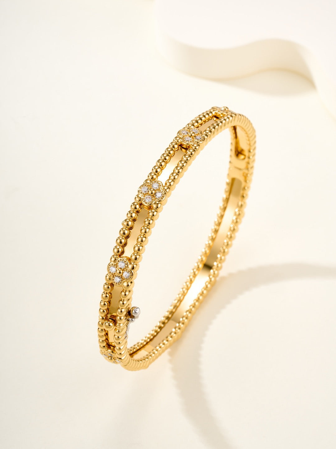 Narrow Floral Diamond Bracelet for Women - 18K Rose Gold Plated, Minimalist Luxury Design