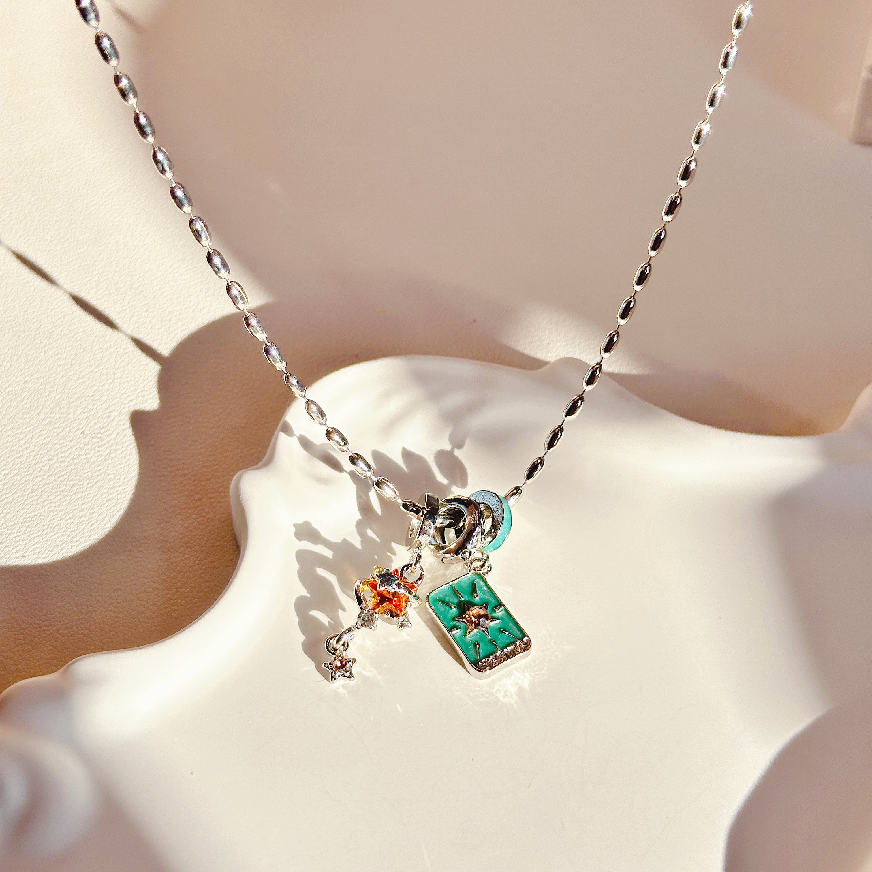 The Arcana Duo Set | Vintage Tarot Moon, Sun & Star Pendant Necklaces