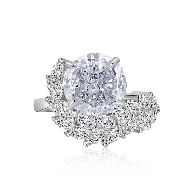 Ice Bloom Ring – Ice-Cut High Carbon Diamond Round Ring | 7 Colors Adjustable