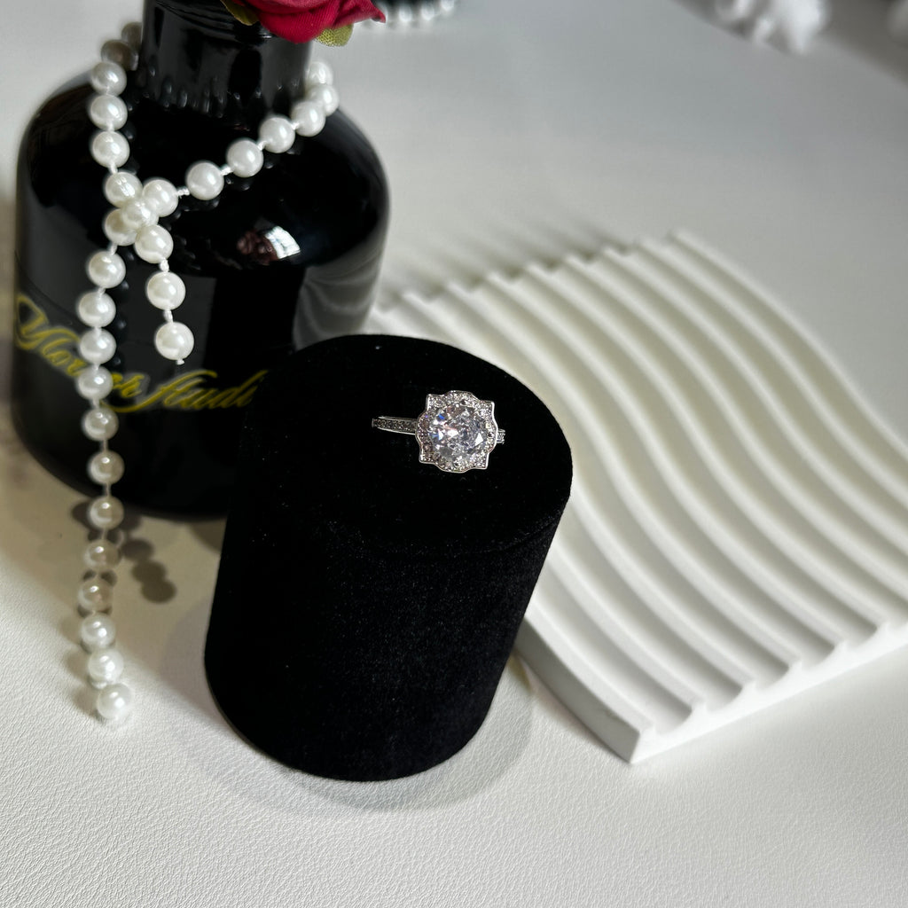2 Carat CZ Flower Ring - Petal Design Open Adjustable Ring for Women - Pale Luna Jewelry