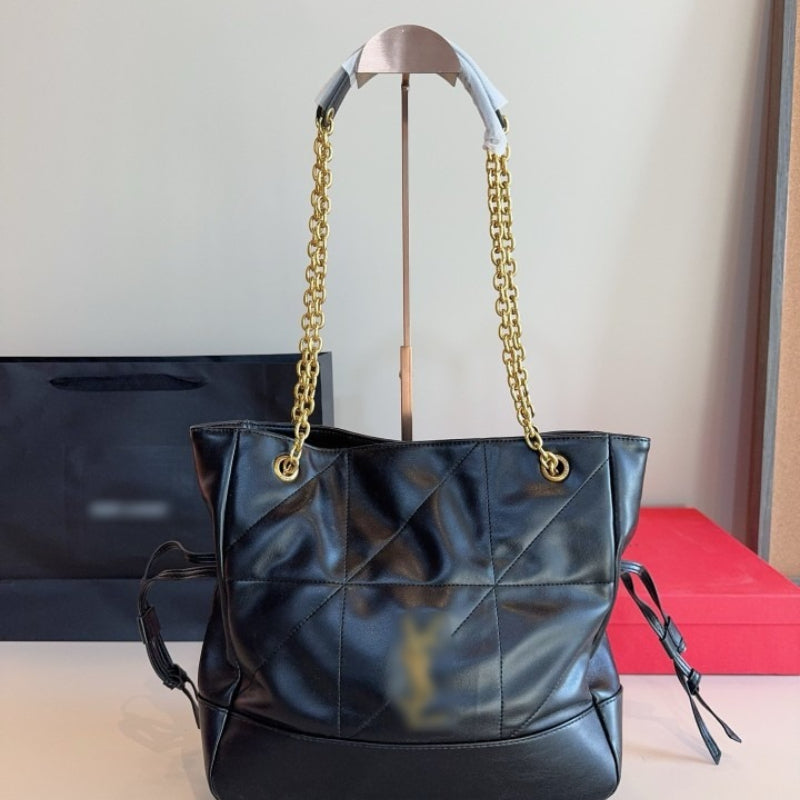 Quilted Shopping Tote – Lambskin & Chain Strap, 4 Colors