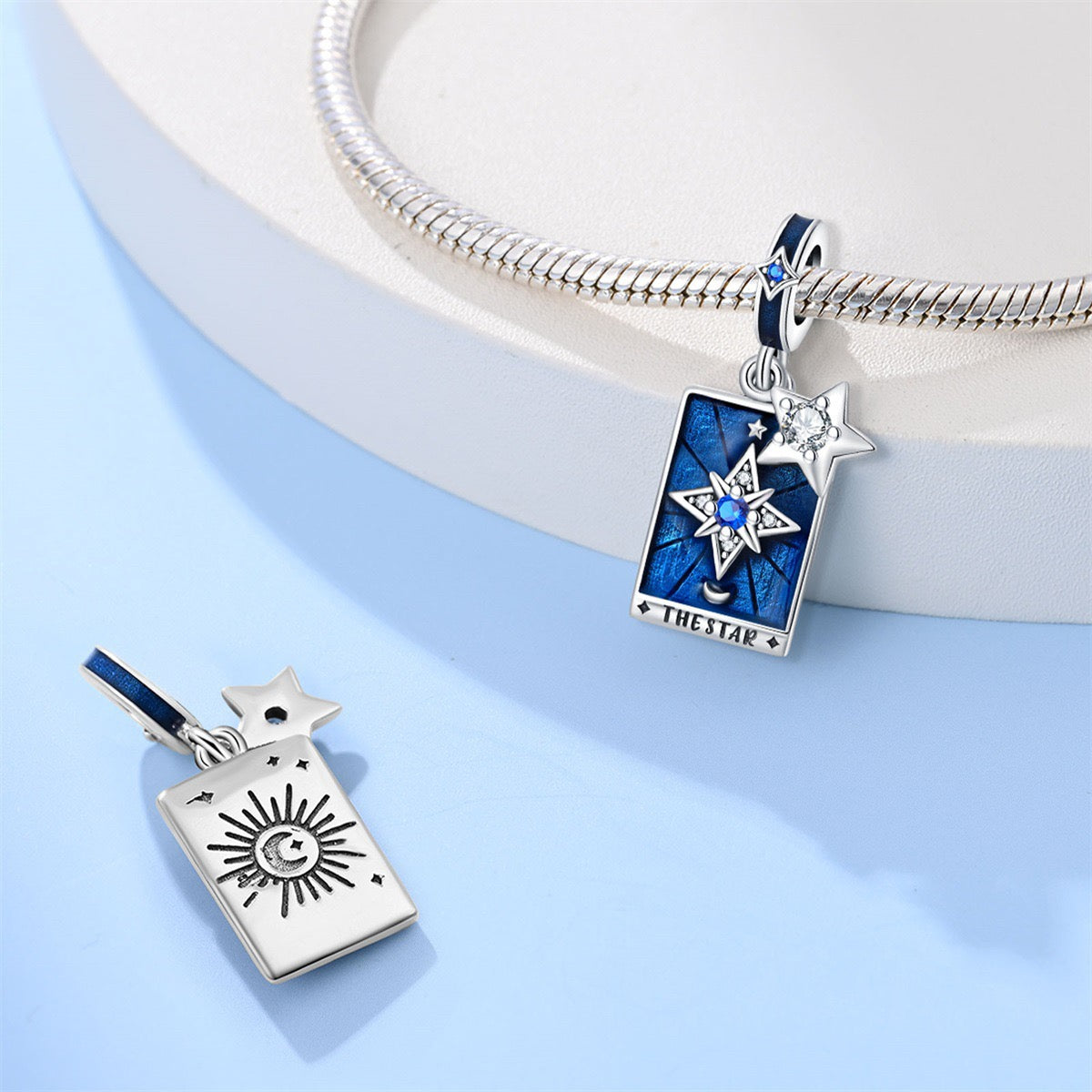 Mystic Tarot Sun & Moon Charm Bracelet – Sterling Silver Plated – Zodiac Energy Jewelry