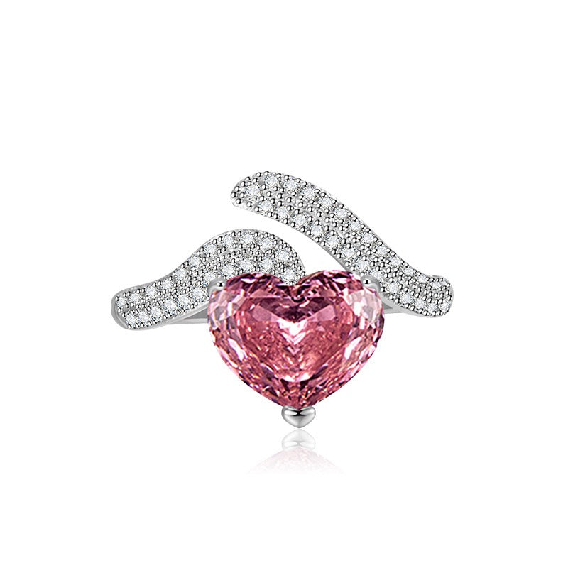 Love Heart Ring – Ice-Cut High Carbon Diamond Heart Ring | 8 Colors Adjustable