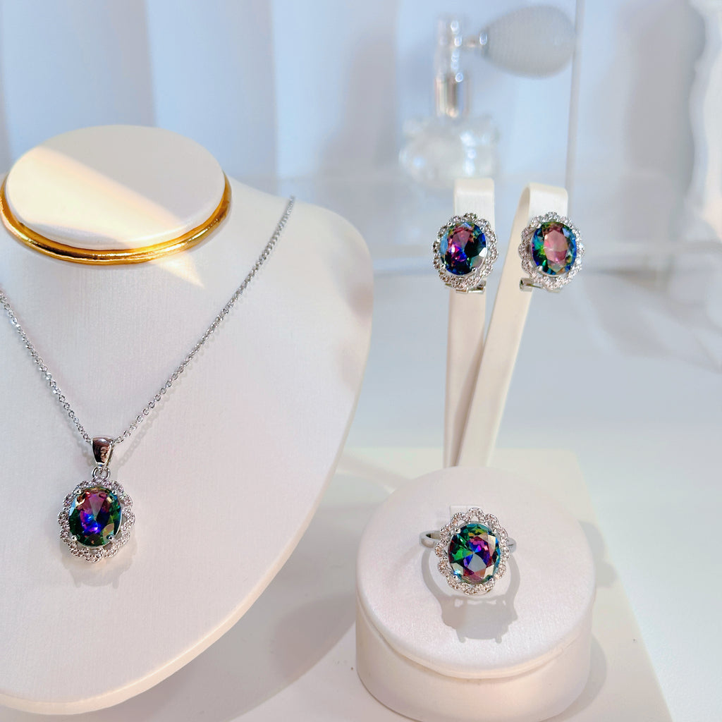 3-Piece Minimalist Jewelry Set - Dainty Gold Necklace, Earrings & Ring Gift Boxed