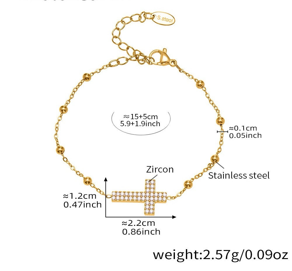 The Gilded Cross Suite - 4-Piece Vintage Necklace, Bracelet, Earrings & Ring Set
