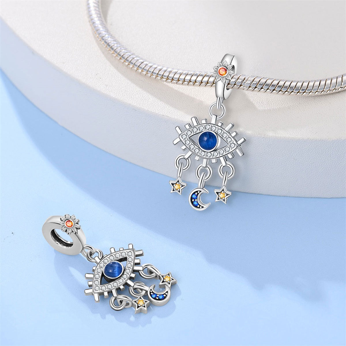 Mystic Tarot Sun & Moon Charm Bracelet – Sterling Silver Plated – Zodiac Energy Jewelry